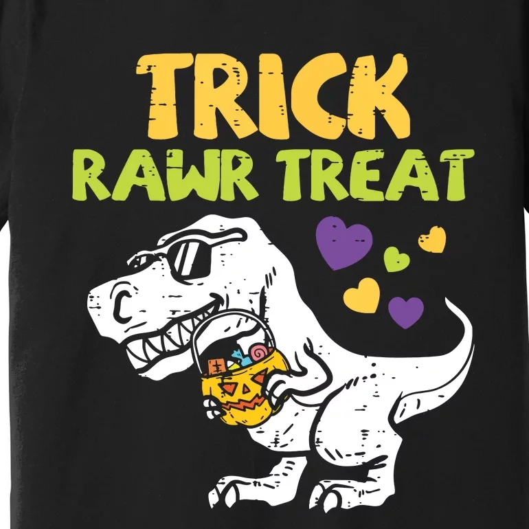 Kids Trick Rawr Treat Dinosaur Trex Boy Halloween Kids Premium T-Shirt