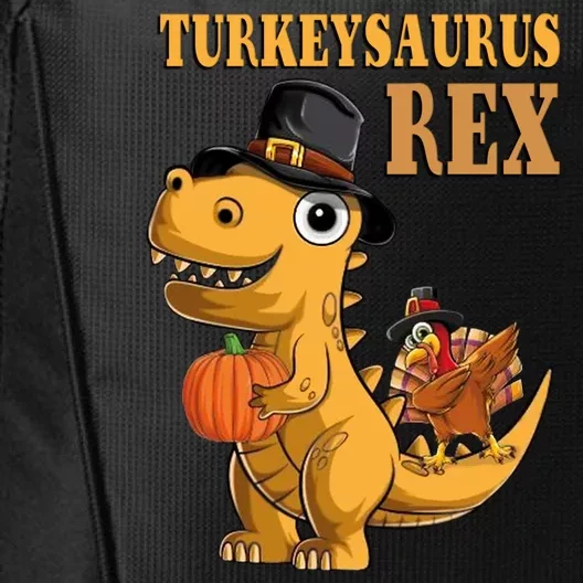 Kids Turkeysaurus Rex Turkey Dino Thanksgiving City Backpack