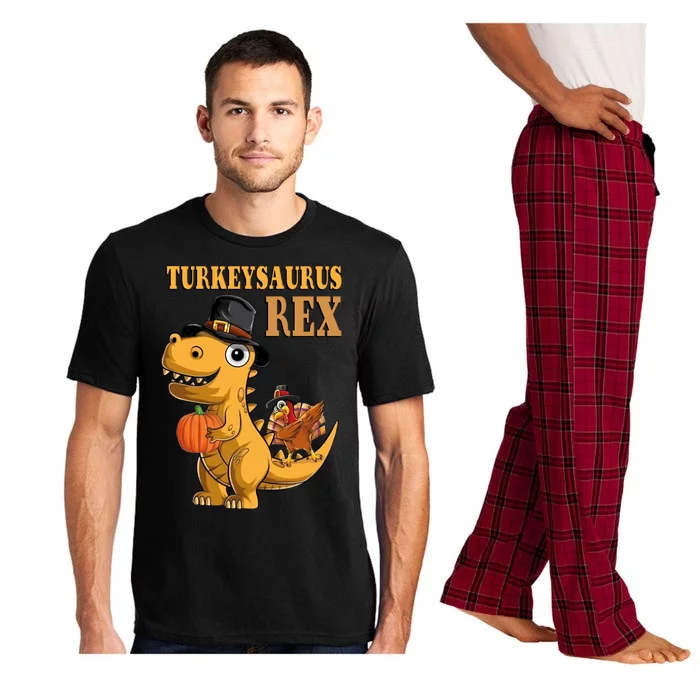 Kids Turkeysaurus Rex Turkey Dino Thanksgiving Pajama Set