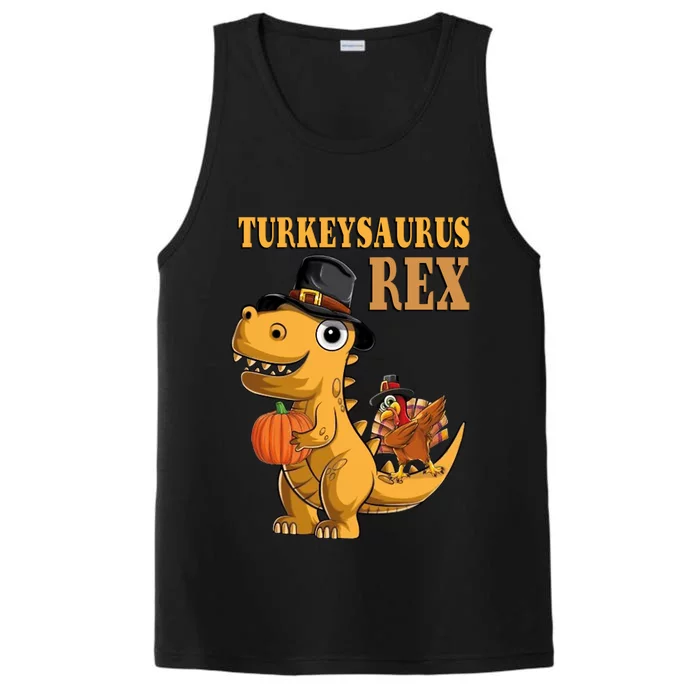 Kids Turkeysaurus Rex Turkey Dino Thanksgiving Performance Tank