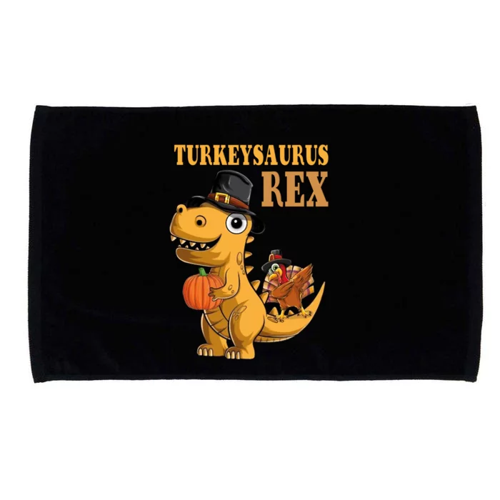 Kids Turkeysaurus Rex Turkey Dino Thanksgiving Microfiber Hand Towel