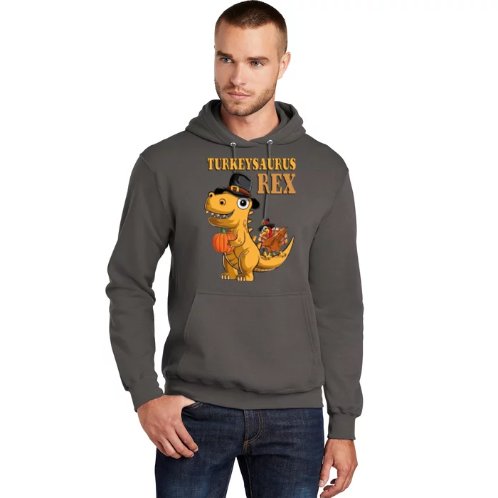 Kids Turkeysaurus Rex Turkey Dino Thanksgiving Hoodie