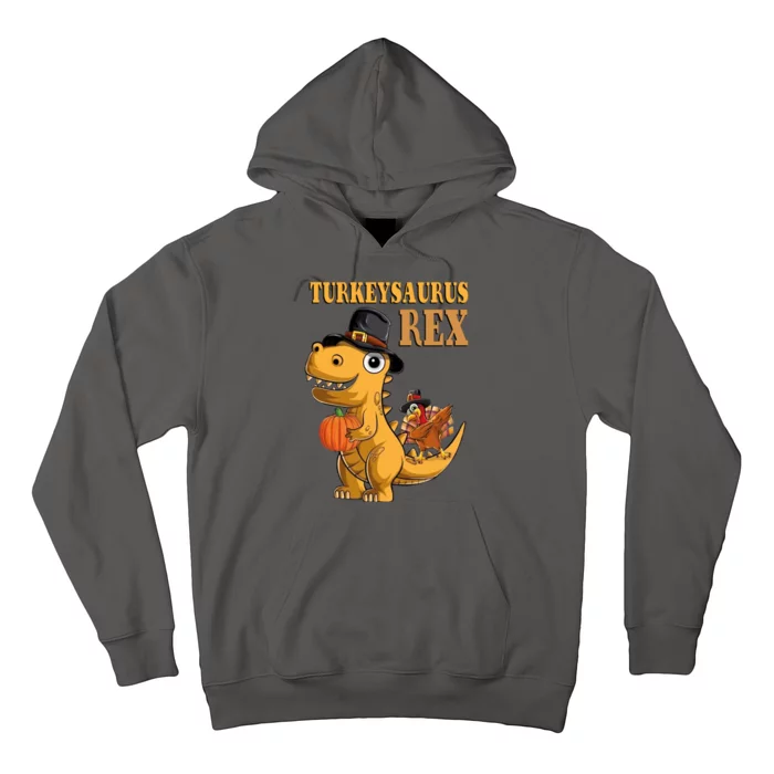 Kids Turkeysaurus Rex Turkey Dino Thanksgiving Hoodie