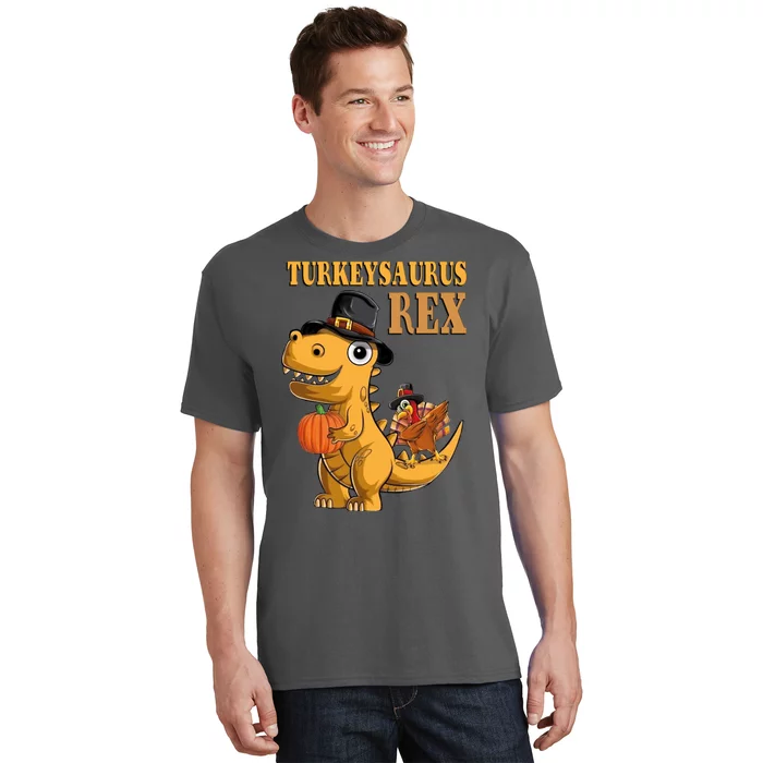 Kids Turkeysaurus Rex Turkey Dino Thanksgiving T-Shirt