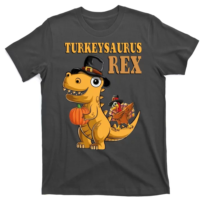 Kids Turkeysaurus Rex Turkey Dino Thanksgiving T-Shirt