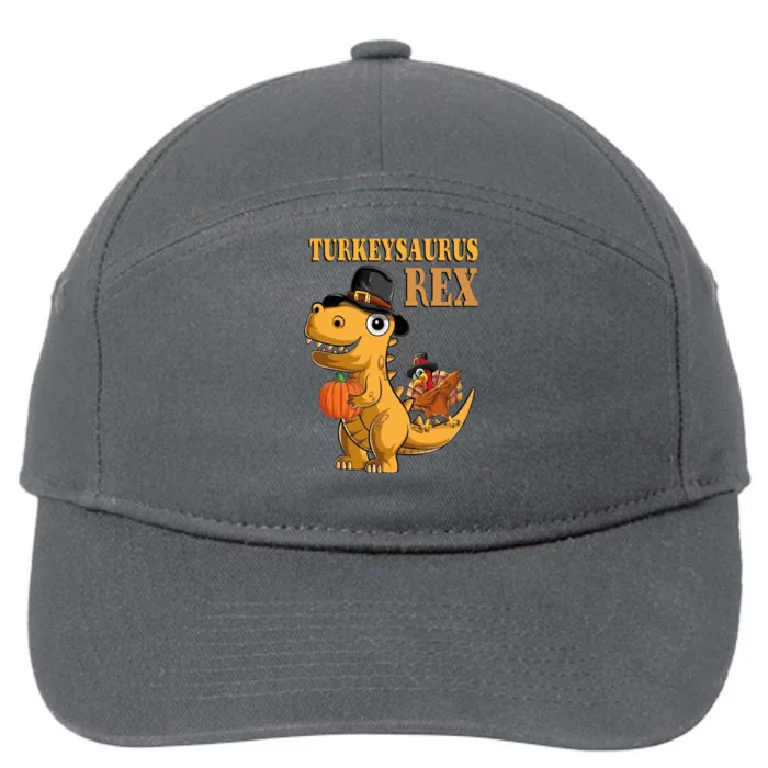 Kids Turkeysaurus Rex Turkey Dino Thanksgiving 7-Panel Snapback Hat