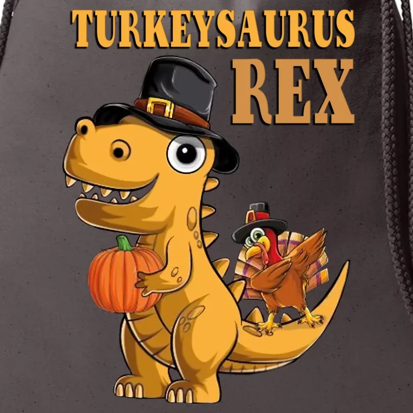 Kids Turkeysaurus Rex Turkey Dino Thanksgiving Drawstring Bag