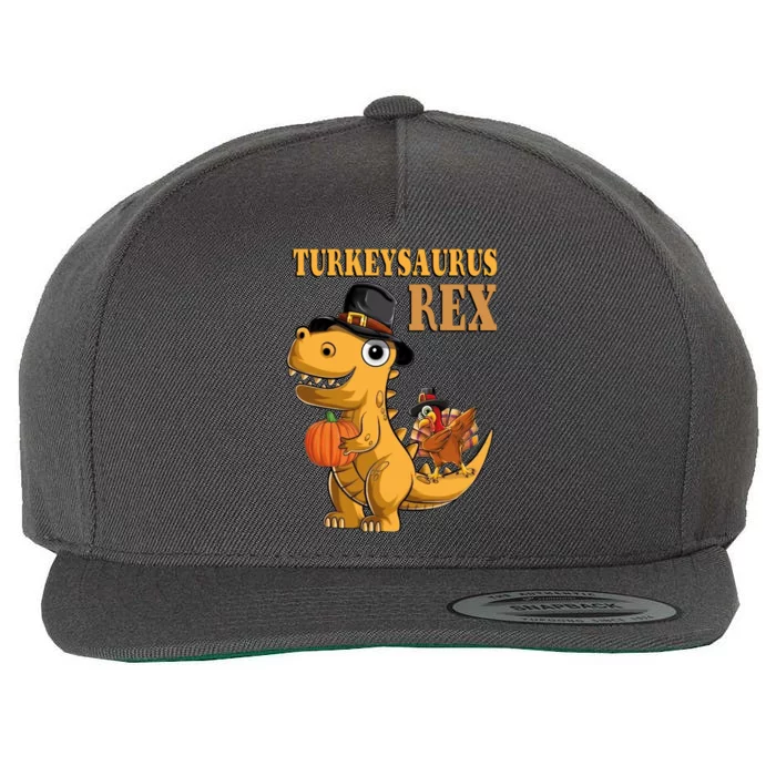 Kids Turkeysaurus Rex Turkey Dino Thanksgiving Wool Snapback Cap