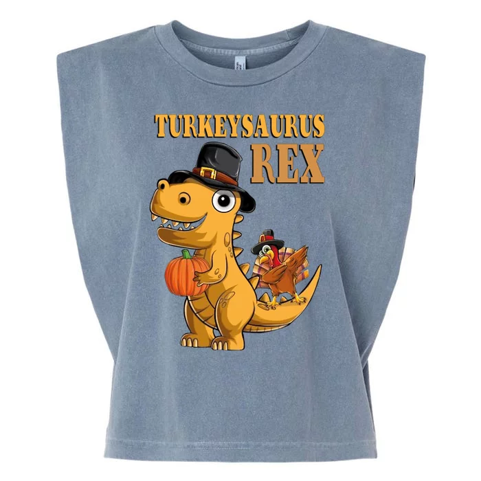 Kids Turkeysaurus Rex Turkey Dino Thanksgiving Garment-Dyed Women's Muscle Tee