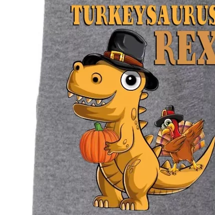 Kids Turkeysaurus Rex Turkey Dino Thanksgiving Doggie 3-End Fleece Hoodie