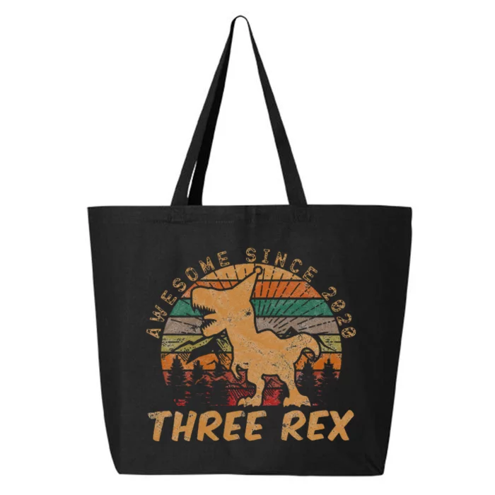 Kids Three Rex 3rd Birthday Gifts Third Dinosaur 3 Year Old 25L Jumbo Tote