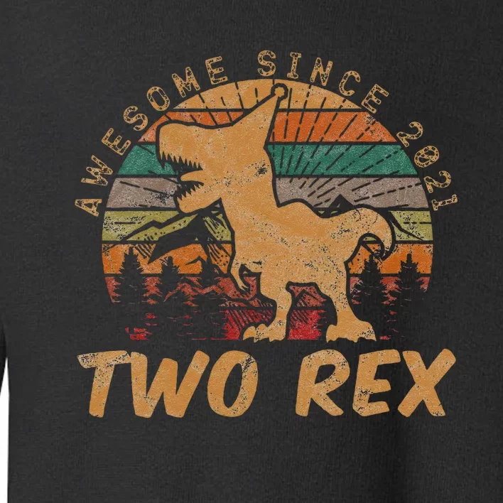 Kids Two Rex 2nd Birthday Gifts Second Dinosaur 2 Year Old Toddler Sweatshirt