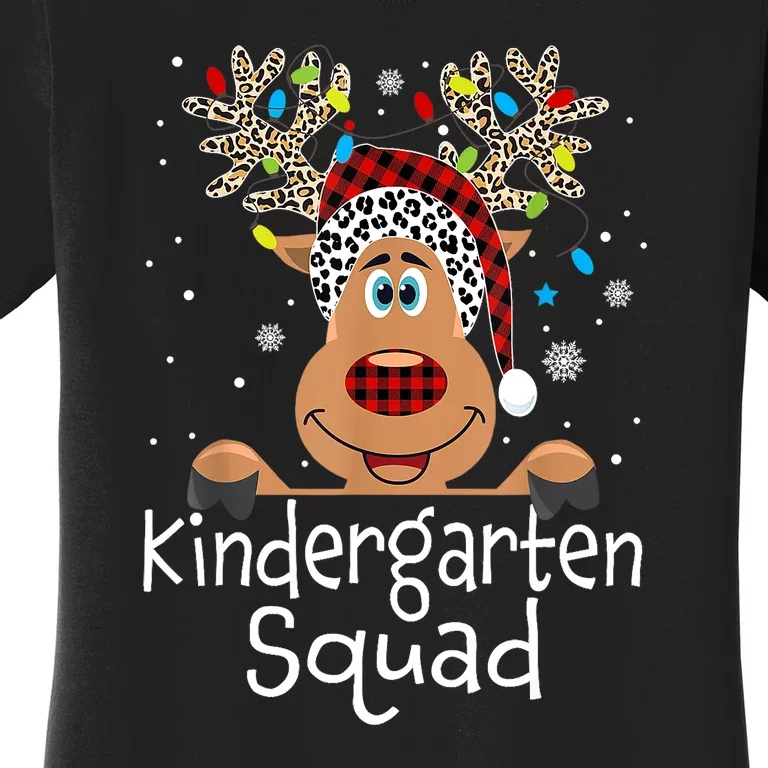 Kindergarten Teacher Squad Reindeer Funny Teacher Christmas Women's T-Shirt