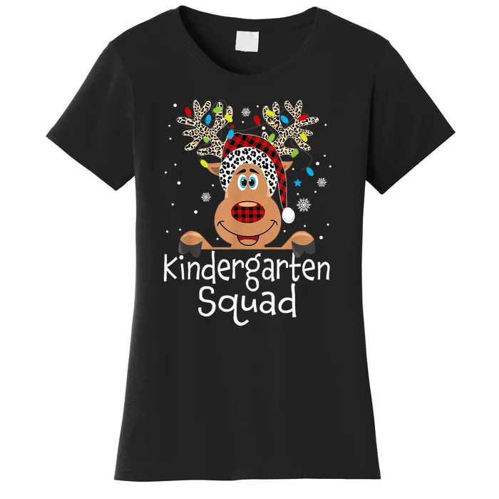 Kindergarten Teacher Squad Reindeer Funny Teacher Christmas Women's T-Shirt