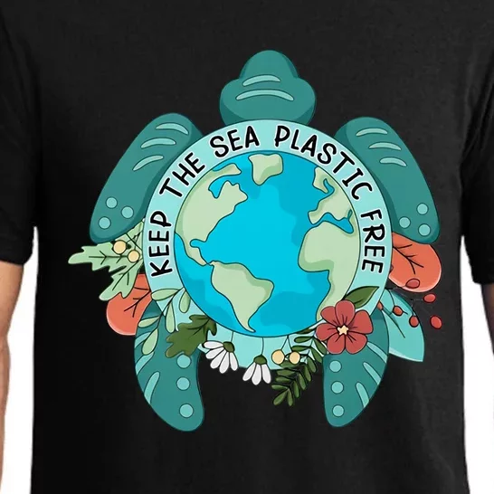 Keep The Sea Plastic Free Protect Save The Earth Sea Turtle Planet Pajama Set