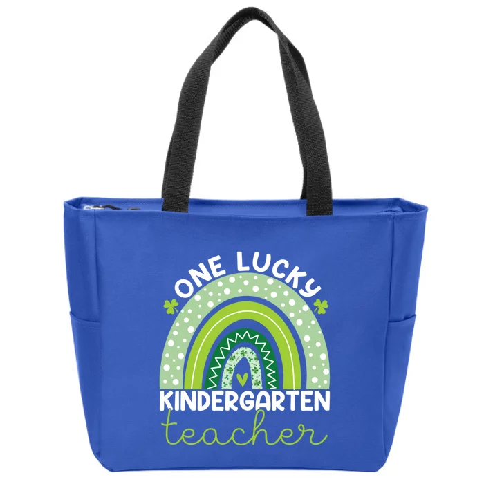 Kindergarten Teacher St Patricks One Lucky Teacher Rainbow Funny Gift Zip Tote Bag