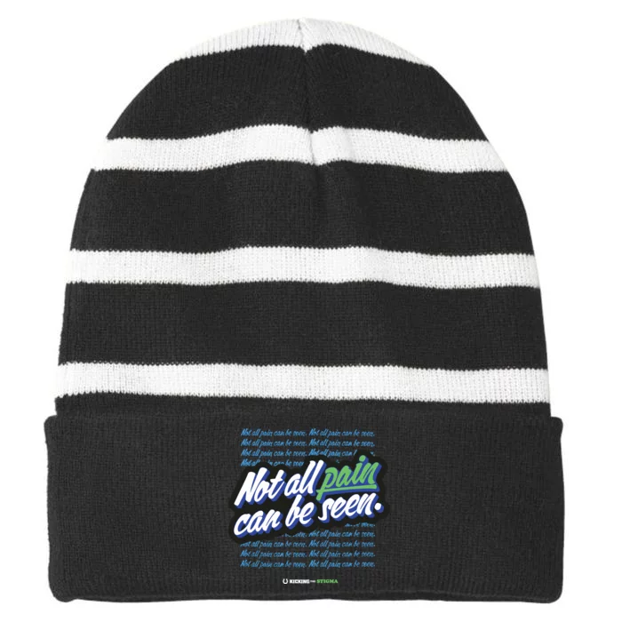 Kicking The Stigma Not All Pain Can Be Seen Striped Beanie with Solid Band