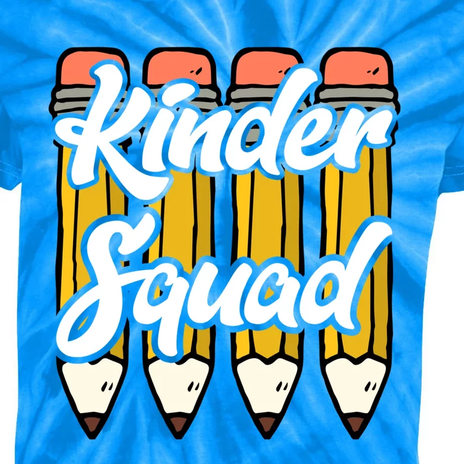 Kinder Teacher Squad Kindergarten Team Funny Gift Kids Tie-Dye T-Shirt