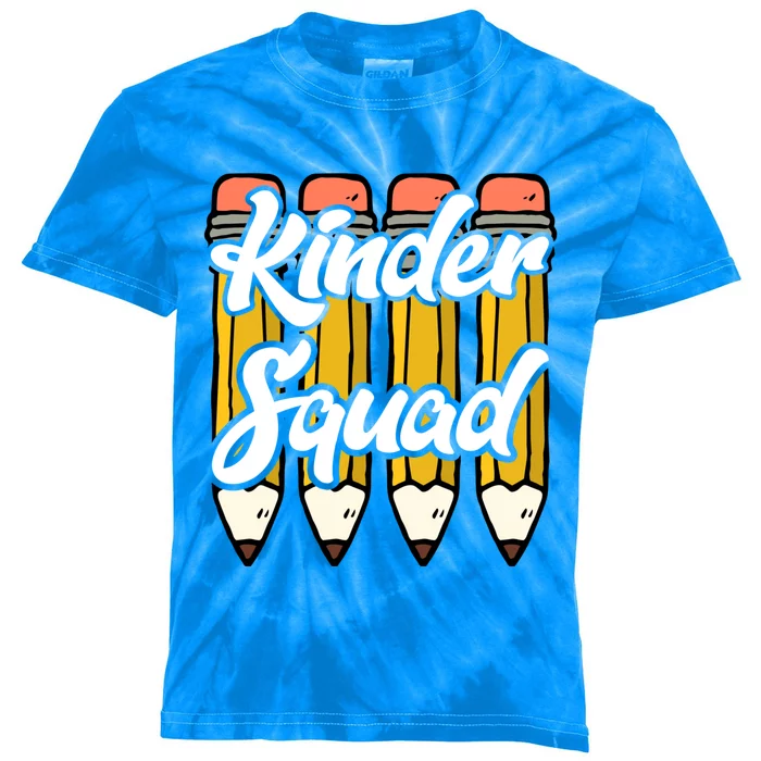 Kinder Teacher Squad Kindergarten Team Funny Gift Kids Tie-Dye T-Shirt