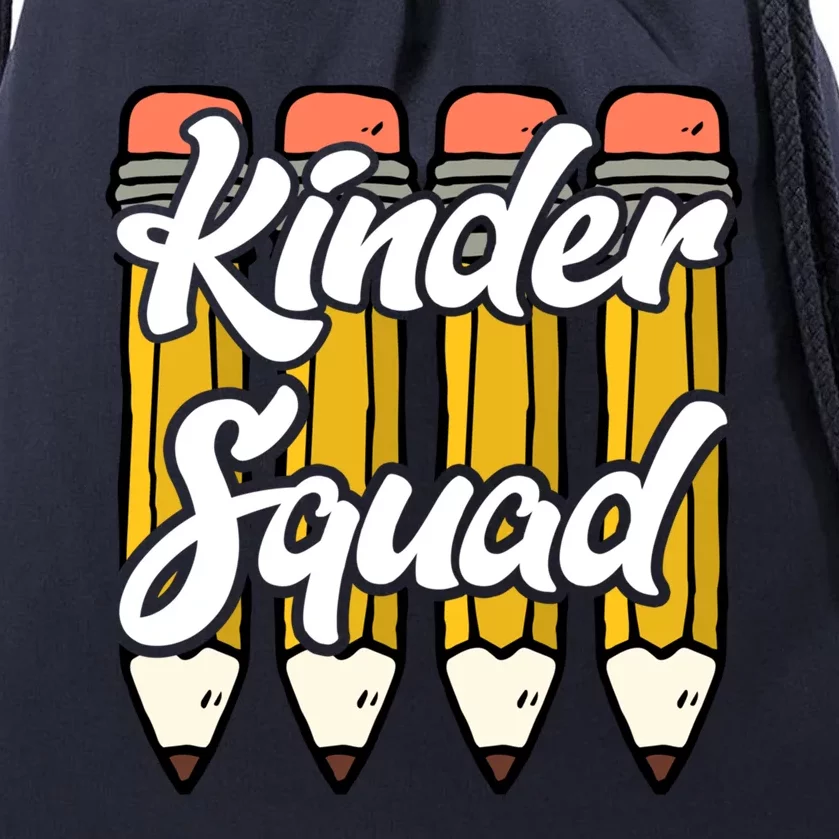 Kinder Teacher Squad Kindergarten Team Funny Gift Drawstring Bag