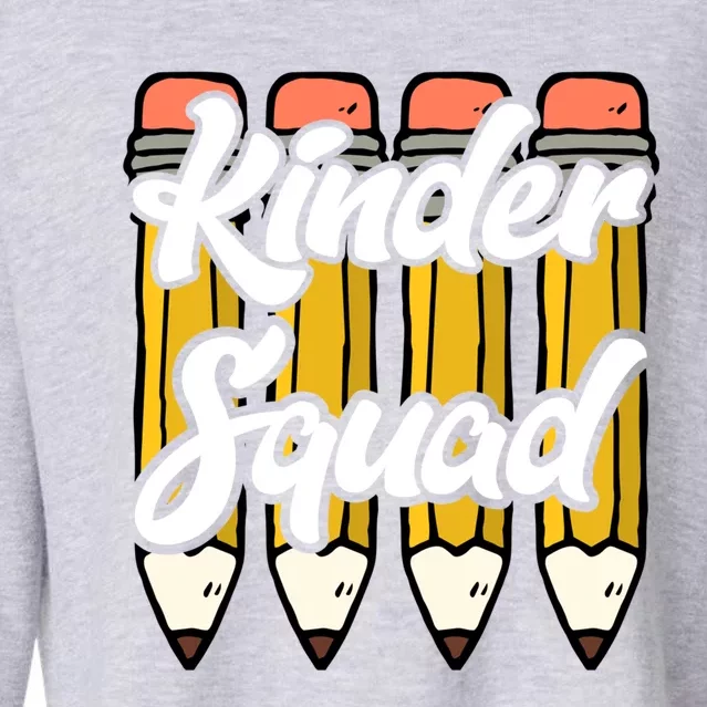 Kinder Teacher Squad Kindergarten Team Funny Gift Cropped Pullover Crew