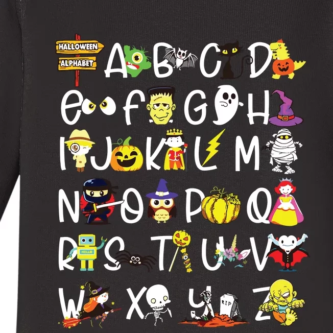 Kindergarten Teacher Student Abc Alphabet Halloween Baby Long Sleeve Bodysuit