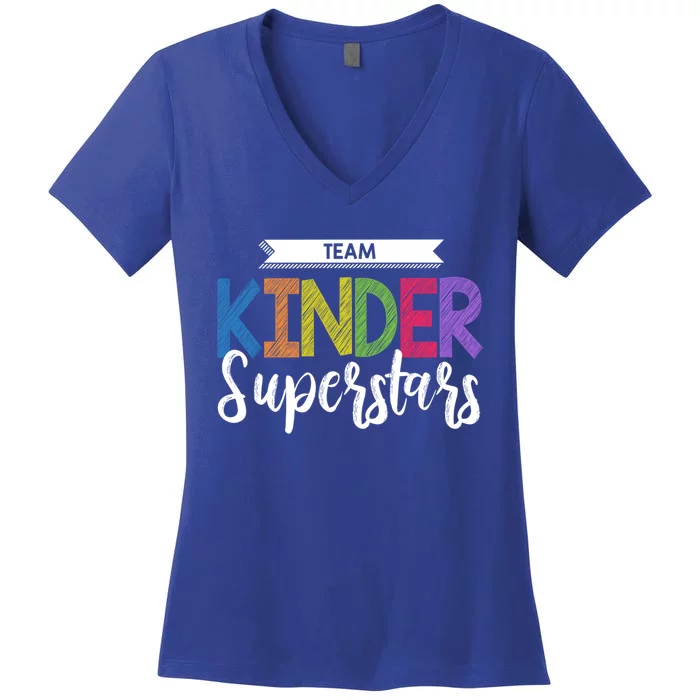 Kinder Team School Gift Kindergarten Teacher Gift Women's V-Neck T-Shirt