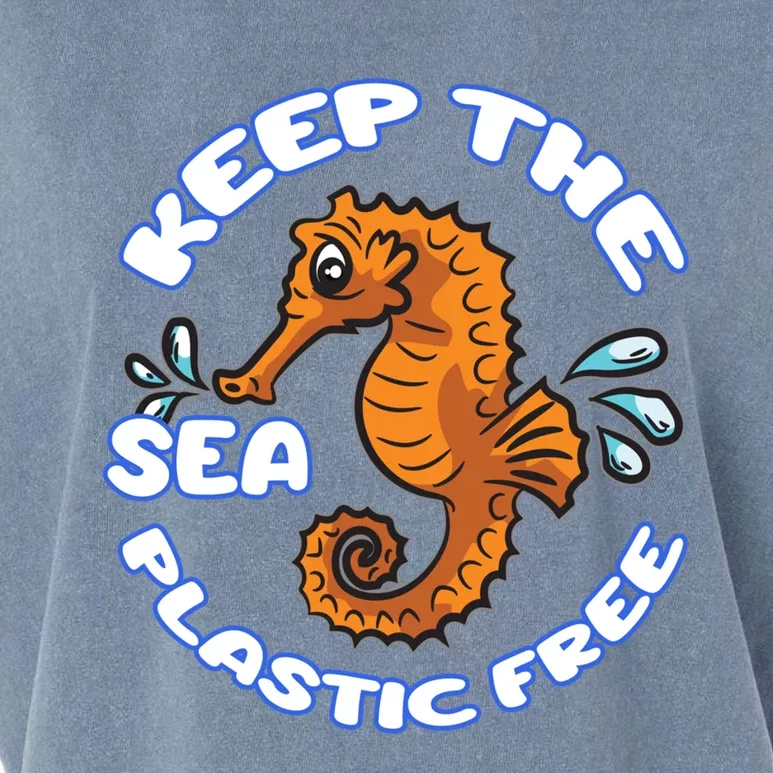 Keep The Sea Plastic Free Gift Environtal Protection Seahorse Gift Garment-Dyed Women's Muscle Tee