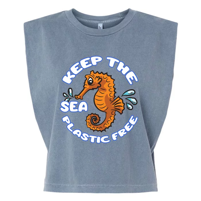 Keep The Sea Plastic Free Gift Environtal Protection Seahorse Gift Garment-Dyed Women's Muscle Tee