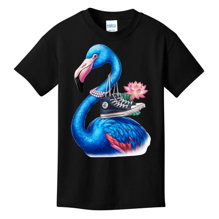 Kamala The Stylish Flamingo Takes Flight Kids T-Shirt