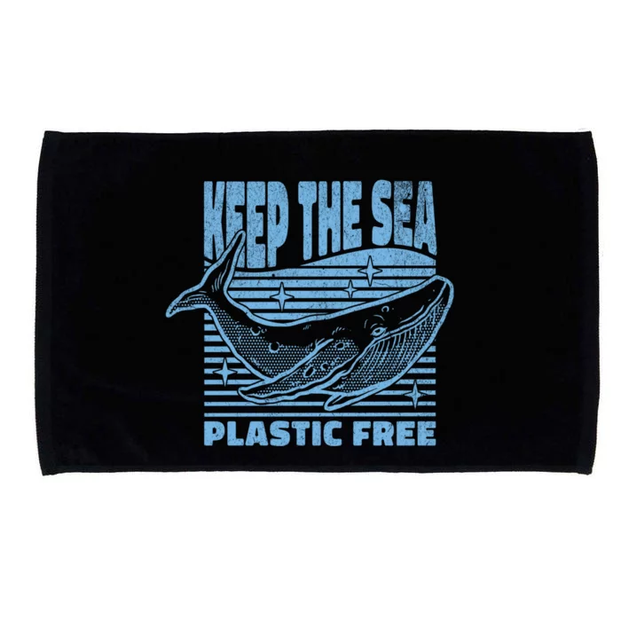 Keep The Sea Plastic Free Blue Whale In Ocean Scientist Cute Gift Microfiber Hand Towel