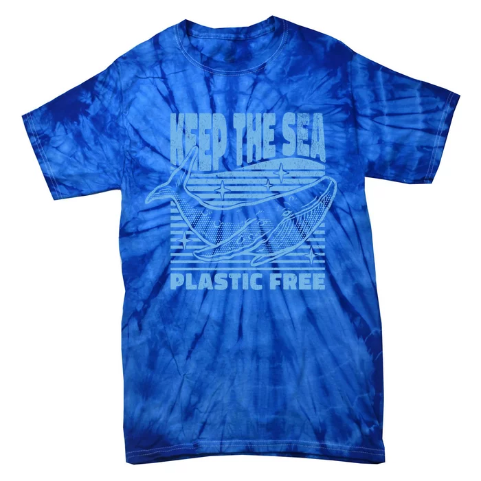 Keep The Sea Plastic Free Blue Whale In Ocean Scientist Cute Gift Tie-Dye T-Shirt