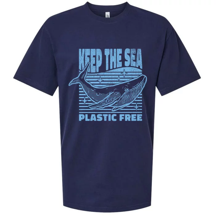 Keep The Sea Plastic Free Blue Whale In Ocean Scientist Cute Gift Sueded Cloud Jersey T-Shirt