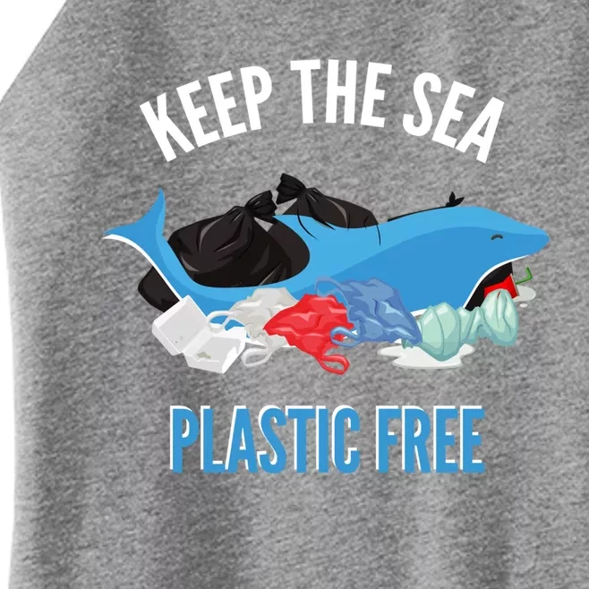 Keep The Sea Plastic Free Design Environt Dolphin Gift Women’s Perfect Tri Rocker Tank