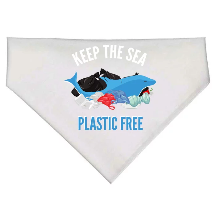 Keep The Sea Plastic Free Design Environt Dolphin Gift USA-Made Doggie Bandana