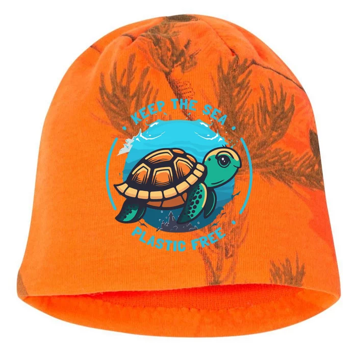 Keep The Sea Plastic Free Earth Day Save Sea Turtle Funny Gift Kati - Camo Knit Beanie