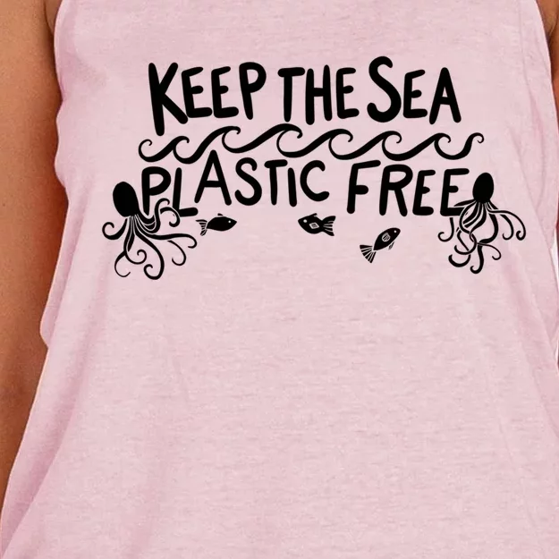 Keep The Sea Plastic Free Earth Day Reduce Reuse Recycle Gift Women's Knotted Racerback Tank