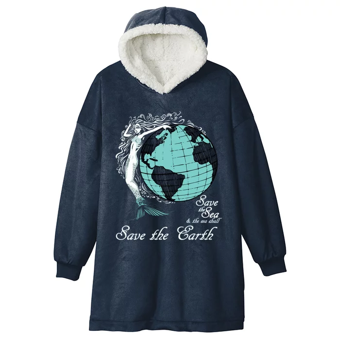 Keep The Sea Plastic Free Environtal Vintage Mermaid Cute Gift Hooded Wearable Blanket