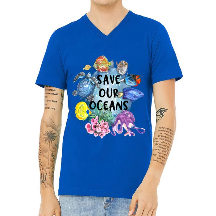 Keep The Sea Plastic Free Environtalist Save Our Oceans Gift V-Neck T-Shirt