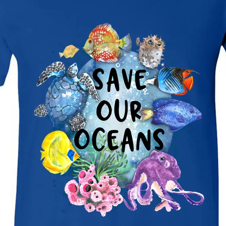 Keep The Sea Plastic Free Environtalist Save Our Oceans Gift V-Neck T-Shirt