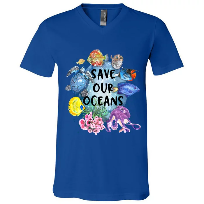 Keep The Sea Plastic Free Environtalist Save Our Oceans Gift V-Neck T-Shirt