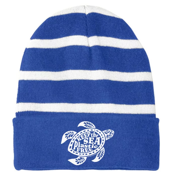 Keep the Sea Plastic Free  Vero Beach Florida Striped Beanie with Solid Band