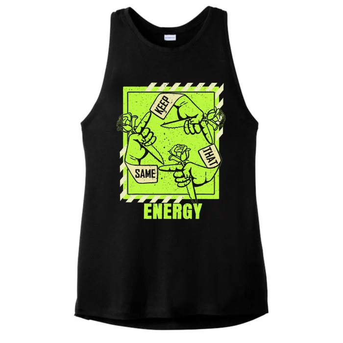 Keep That Same Energy Green Color Graphic Ladies Tri-Blend Wicking Tank