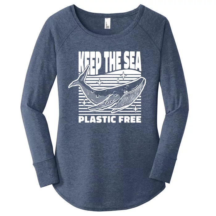 Keep The Sea Plastic Free Environtalist Tee For Recycle Gift Women's Perfect Tri Tunic Long Sleeve Shirt