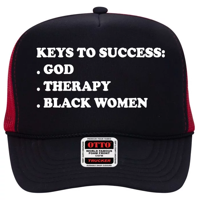 Keys To Success God Therapy Black Women High Crown Mesh Trucker Hat