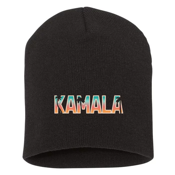 Kamala Tropical Sunset Vibes Design Short Acrylic Beanie