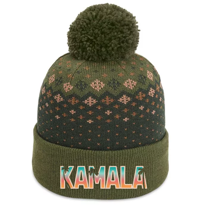 Kamala Tropical Sunset Vibes Design The Baniff Cuffed Pom Beanie