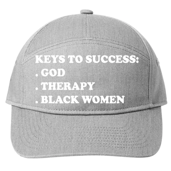 Keys To Success God Therapy Black Women Funny 7-Panel Snapback Hat