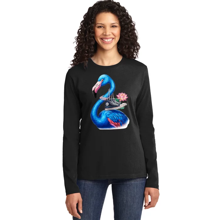 Kamala The Stylish Flamingo Takes Flight Ladies Long Sleeve Shirt