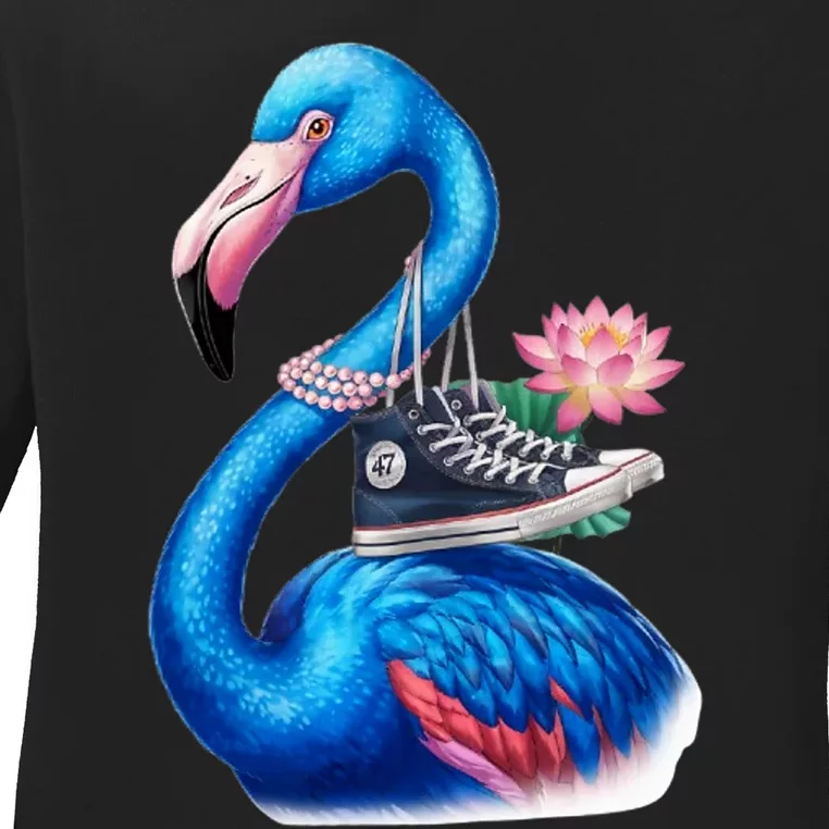 Kamala The Stylish Flamingo Takes Flight Ladies Long Sleeve Shirt